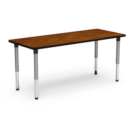 Virco 72 in. W, 30 in. L, 24-32 in. H, Medium Oak Top / Black Edge 503072ADJ